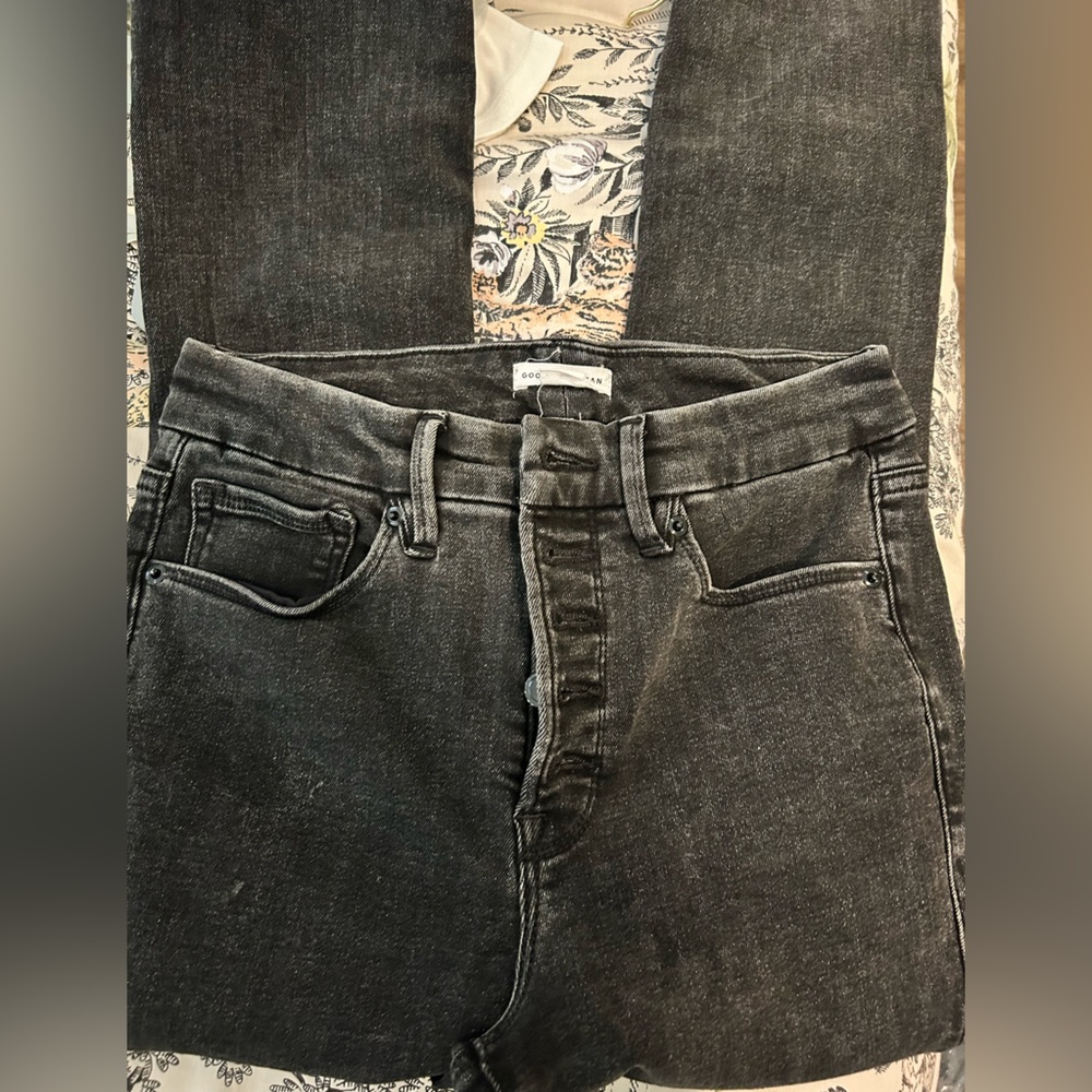 Good American Zip-Fly High-Waisted Black Jeans-Size 4/27
